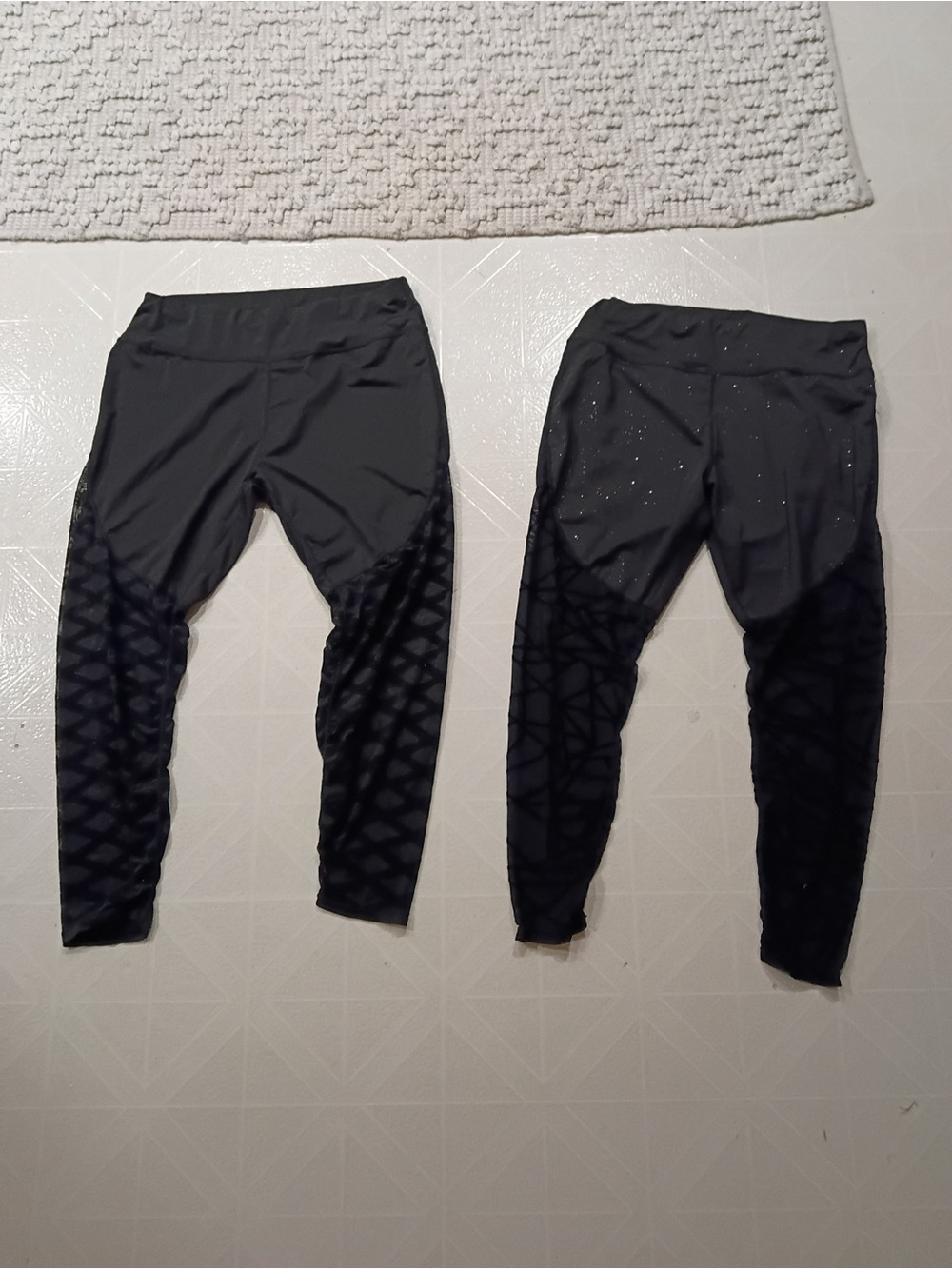 Womens Black Active Leggings with Textured Paneling